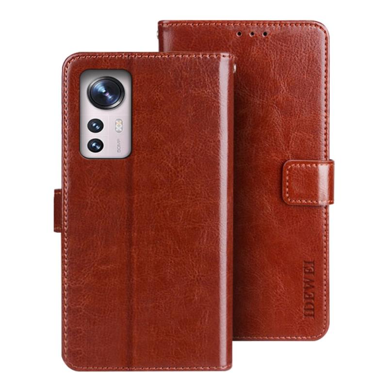 Xiaomi 12 Pro Idewei Læder Cover   Pung Brun