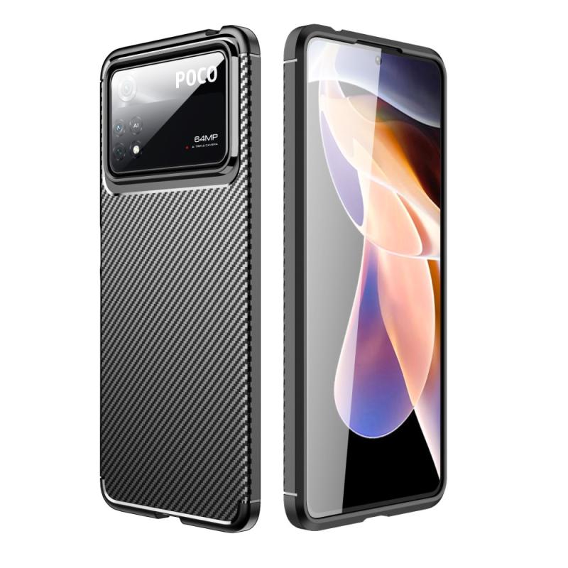 Xiaomi Poco X4 Pro 5g Gummi Cover Børstet Design Sort