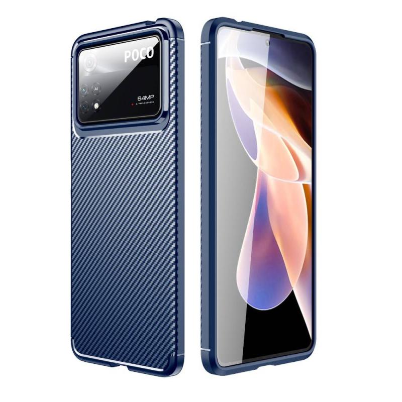 Xiaomi Poco X4 Pro 5g Gummi Cover Børstet Design Blå