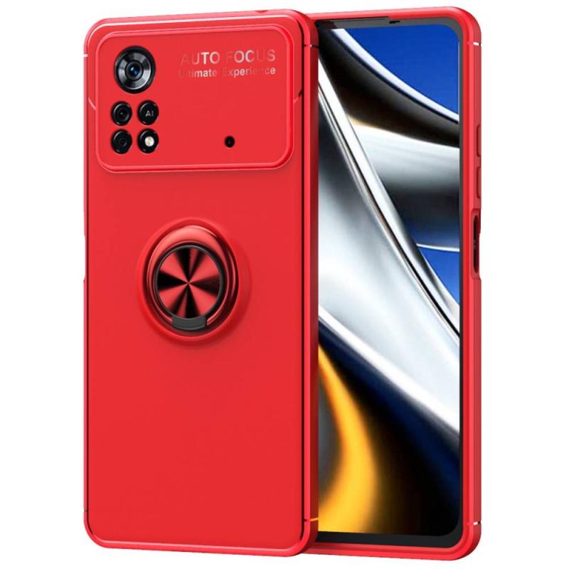 Xiaomi Poco X4 Pro 5g Shockproof Gummi Cover   Kickstand Rød