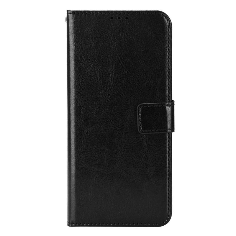 Xiaomi Poco F4   Blankt Læder Flip Cover    Pung   Strop Sort
