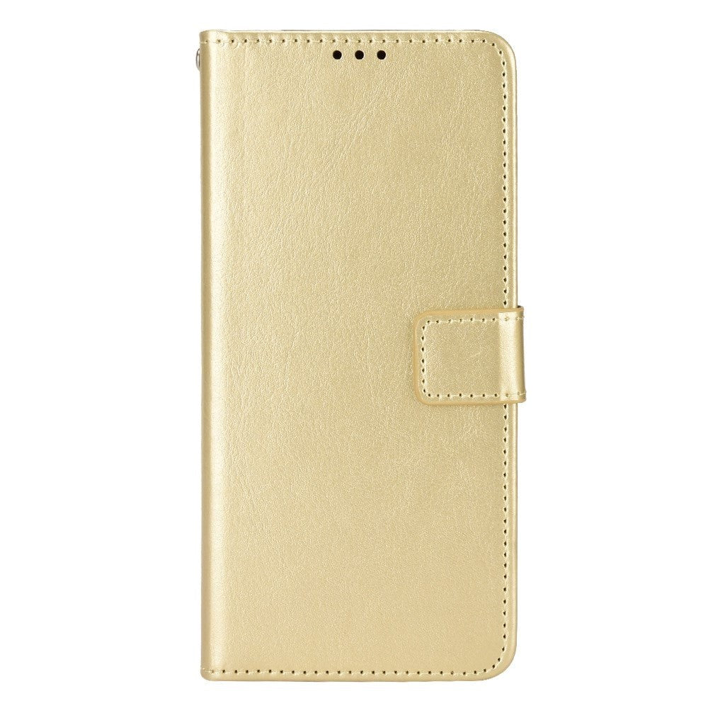 Xiaomi Poco F4   Blankt Læder Flip Cover    Pung   Strop Guld