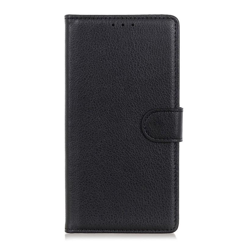 Alcatel 1s  2019  Litchi Læder Cover    Kortholder Sort