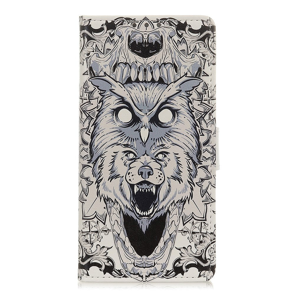 Alcatel 1s  2020  Læder Cover    Pung Abstrakt Ugle   Ulv