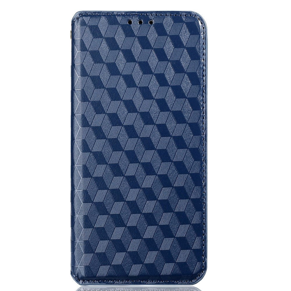Alcatel 1s  2021    3l  2021    Læder Flip Cover    Pung Rhombus Blå