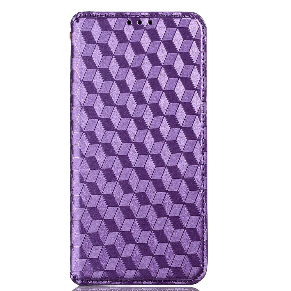 Alcatel 1s  2021    3l  2021    Læder Flip Cover    Pung Rhombus Lilla