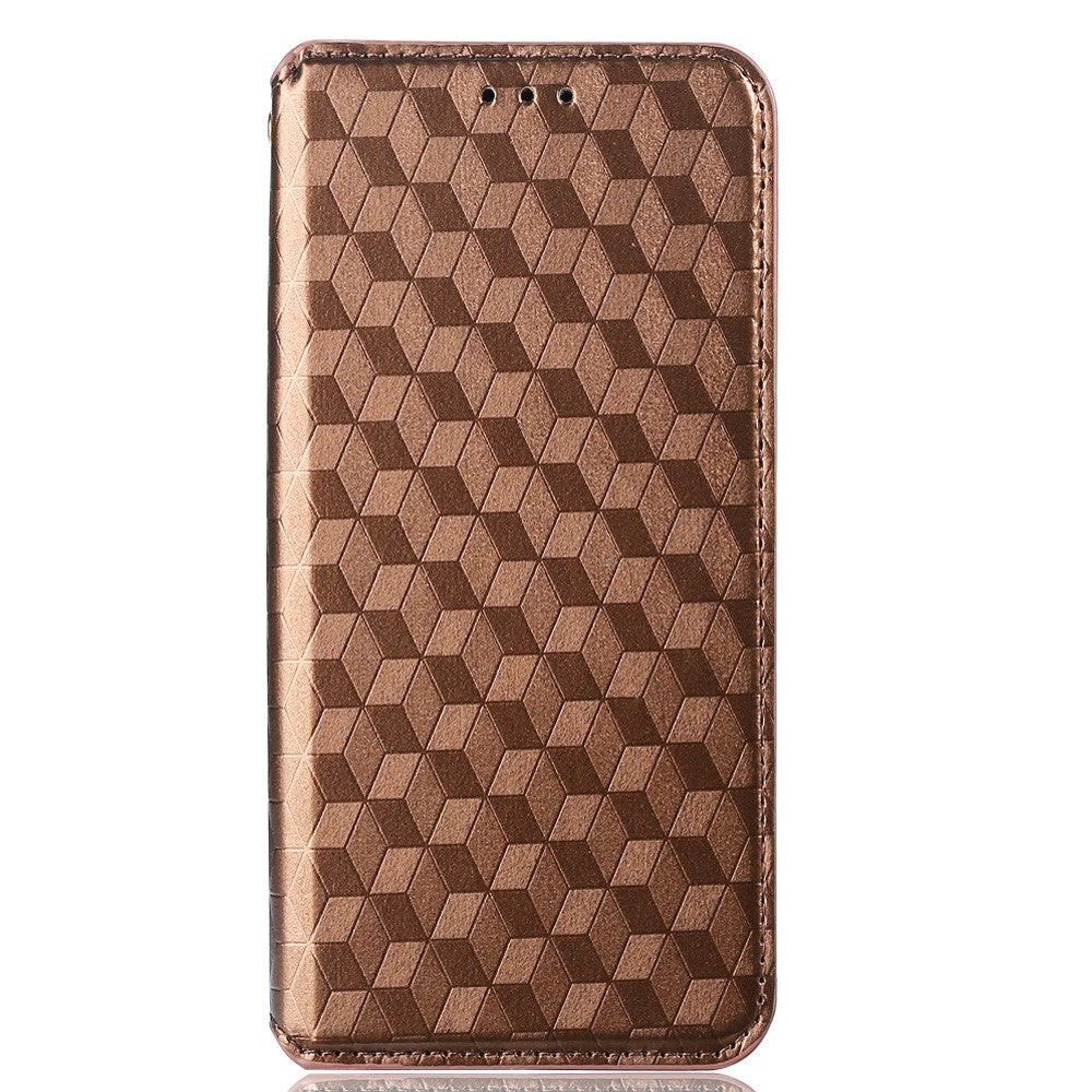 Alcatel 1s  2021    3l  2021    Læder Flip Cover    Pung Rhombus Brun