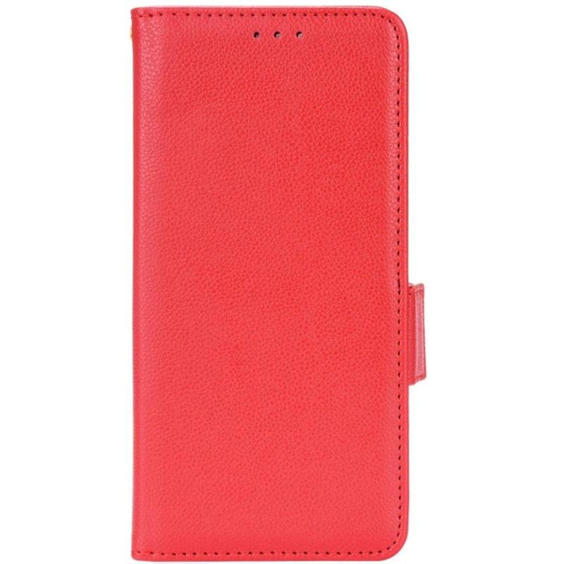 Alcatel 1s  2021    3l  2021    Litchi Læder Flip Cover    Pung Rød