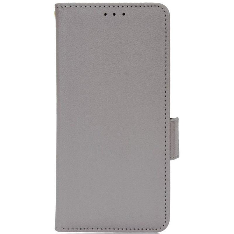 Alcatel 1s  2021    3l  2021    Litchi Læder Flip Cover    Pung Grå