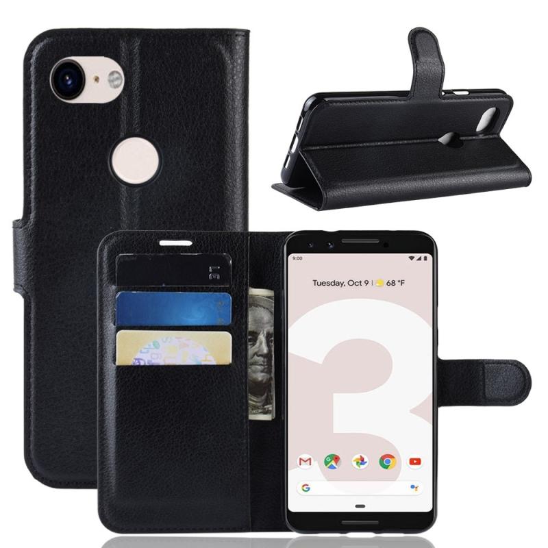 Google Pixel 3a Læder Cover   Pung Sort