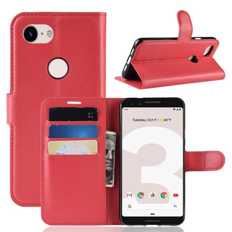 Google Pixel 3a Læder Cover   Pung Rød