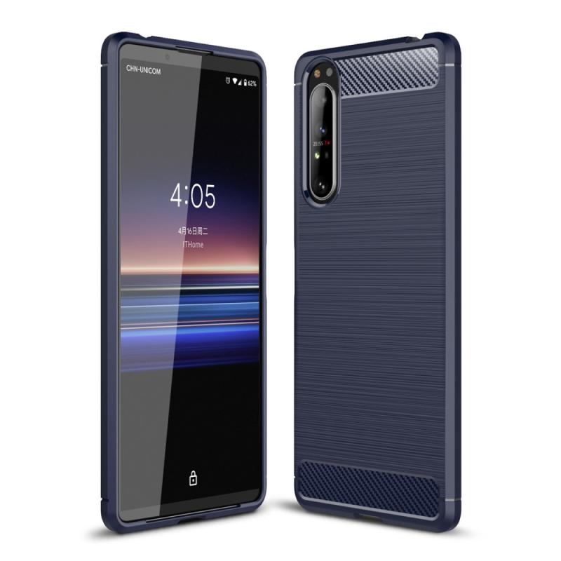 Sony Xperia     Gummi Cover   Børstet Design Blå