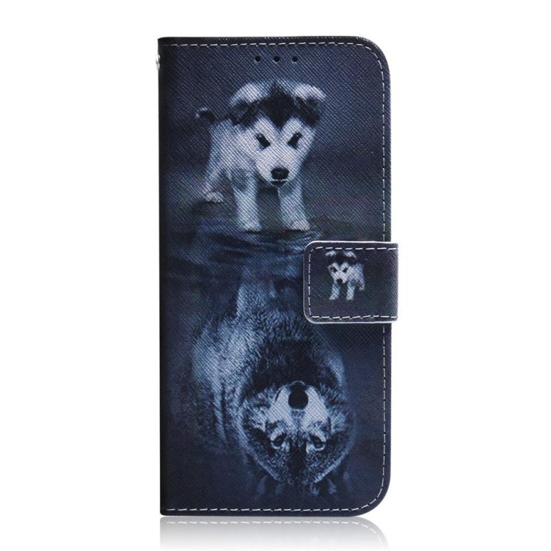Google Pixel   Pro Læder Flip Cover    Pung   Print Hund   Ulv