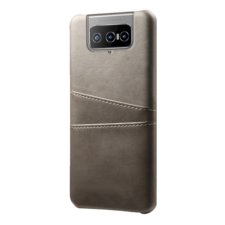 Asus Zenfone   Flip Plastik Cover    Læderbetræk   Kortholder Grå