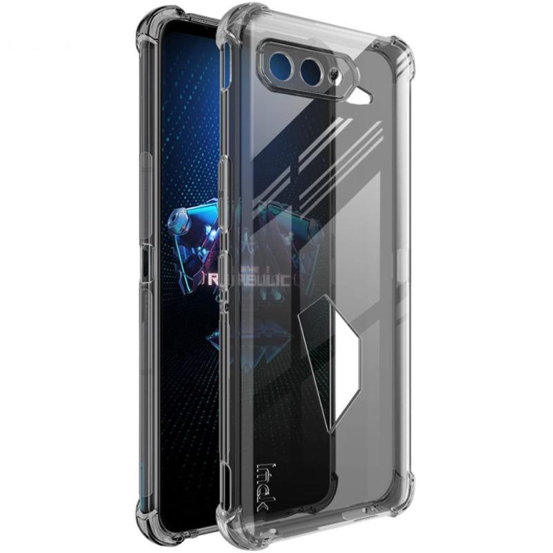 Asus Rog Phone     5s Imak Gummi Cover Inkl Skærmbeskytter Transparent Sort