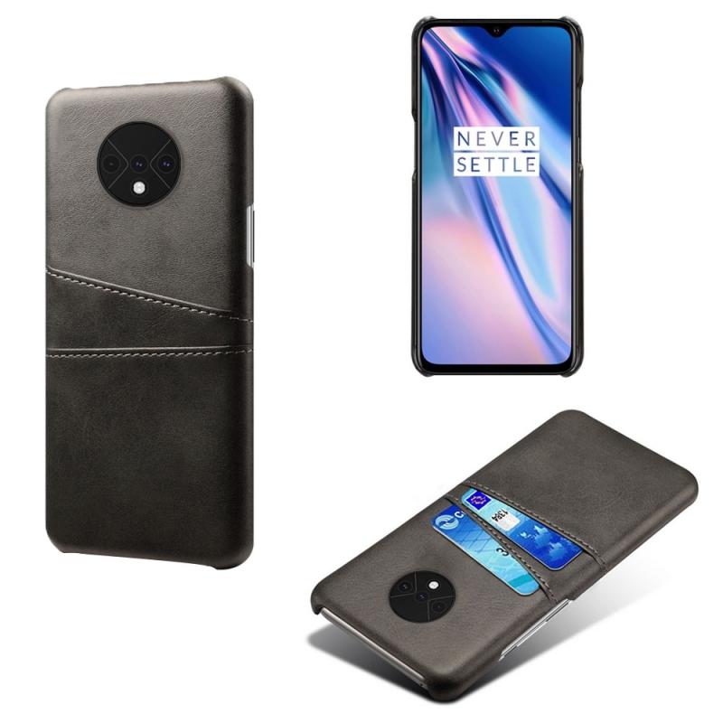 Oneplus 7t Læder Hard Cover Med Kortholdere Sort