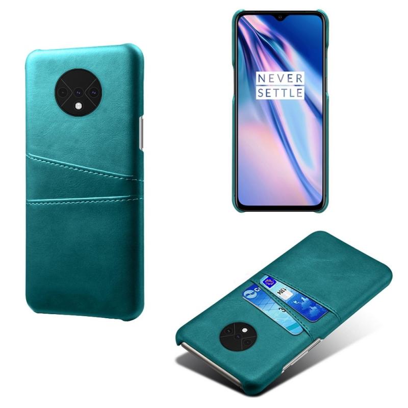 Oneplus 7t Læder Hard Cover Med Kortholdere Lyseblå