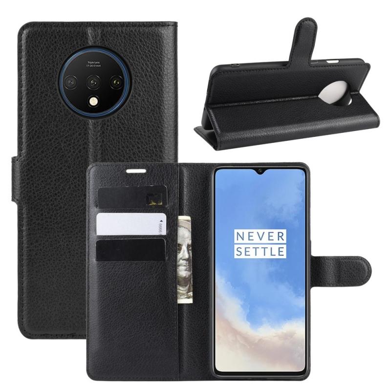 Oneplus 7t Læder Cover   Pung Sort