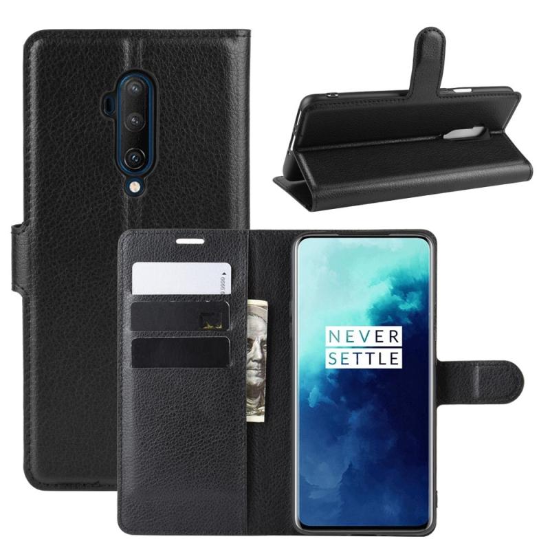 Oneplus 7t Pro Læder Cover   Pung Sort
