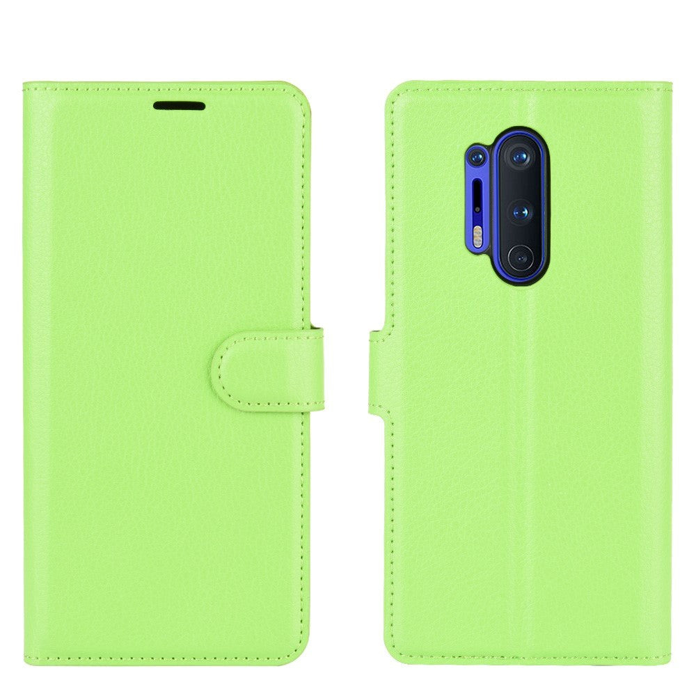 Oneplus   Pro Litchi Læder Flip Cover    Pung Grøn