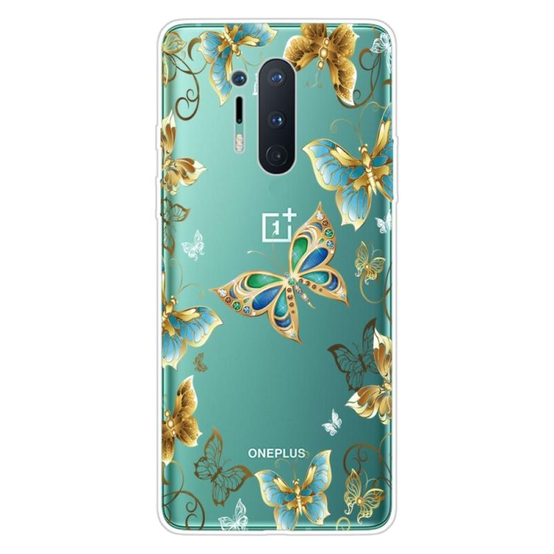 Oneplus   Pro Fleksibel Plastik Bagside Cover    Print Gennemsigtig   Sommerfugle