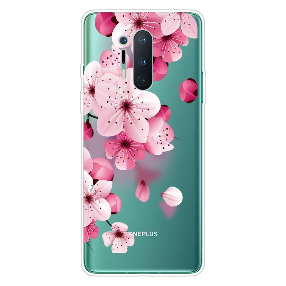 Oneplus   Pro Fleksibel Plastik Bagside Cover    Print Gennemsigtig   Lyserøde Blomster