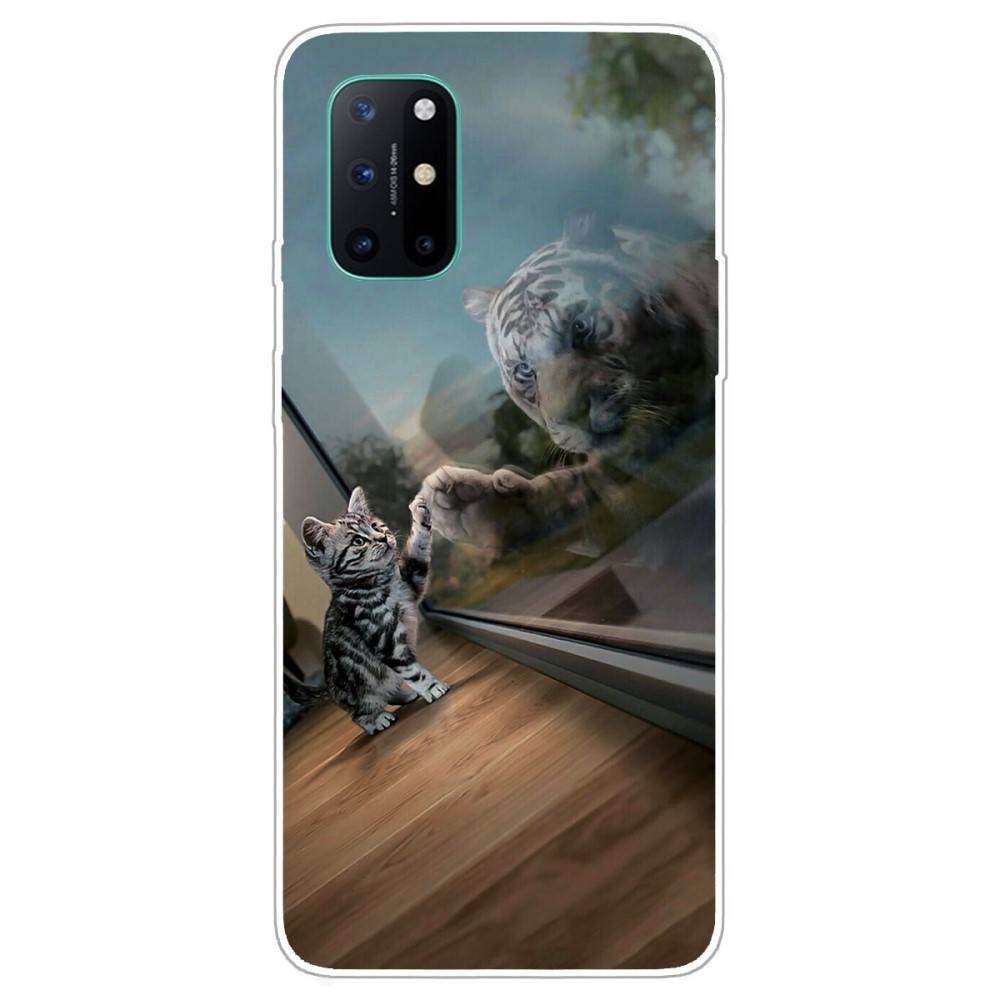 Oneplus 8t Gummi Cover Med Printet Design Kat   Tiger