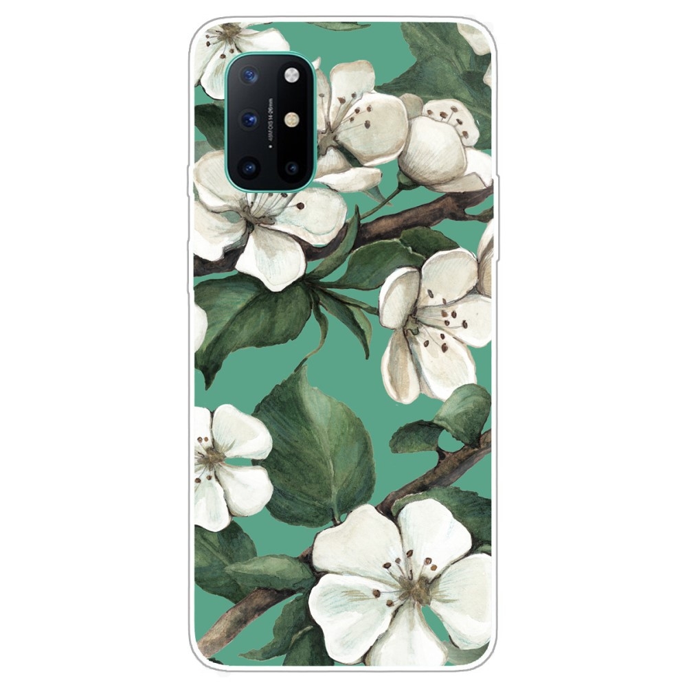 Oneplus 8t Gummi Cover Med Printet Design Hvid Blomst