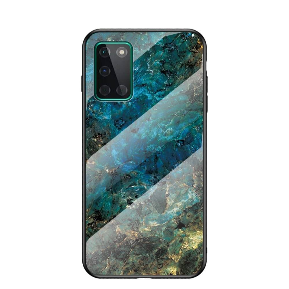 Oneplus 8t Hybrid Cover Med Bagside   Hærdet Glas Marmor Design Emerald