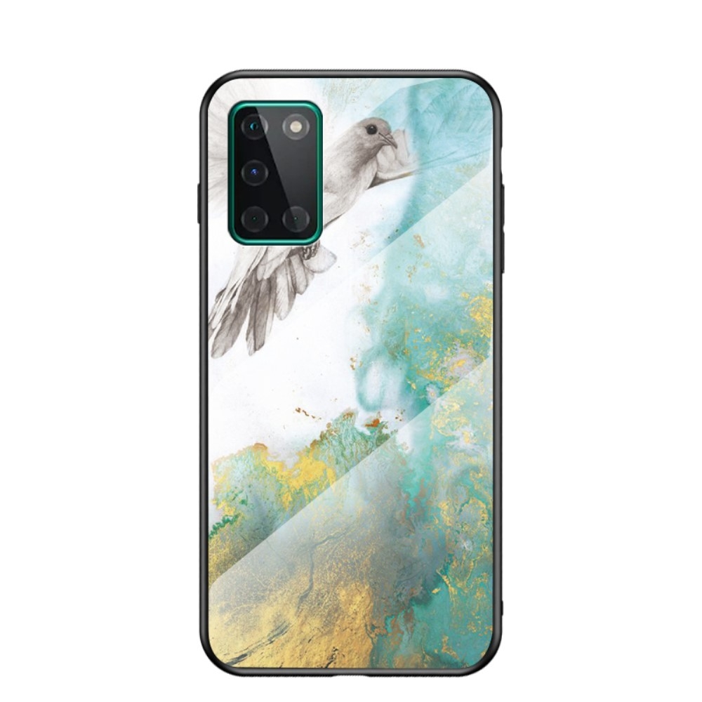 Oneplus 8t Hybrid Cover Med Bagside   Hærdet Glas Marmor Design Flyvende Due