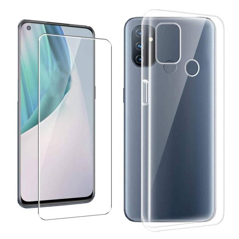 Oneplus Nord N100 5g Gummi Cover Inkl  Hærdet Beskyttelsesglas Transparent