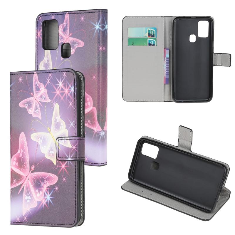 Oneplus Nord N100 5g Læder Cover   Pung Med Printet Design Lysende Sommerfugl