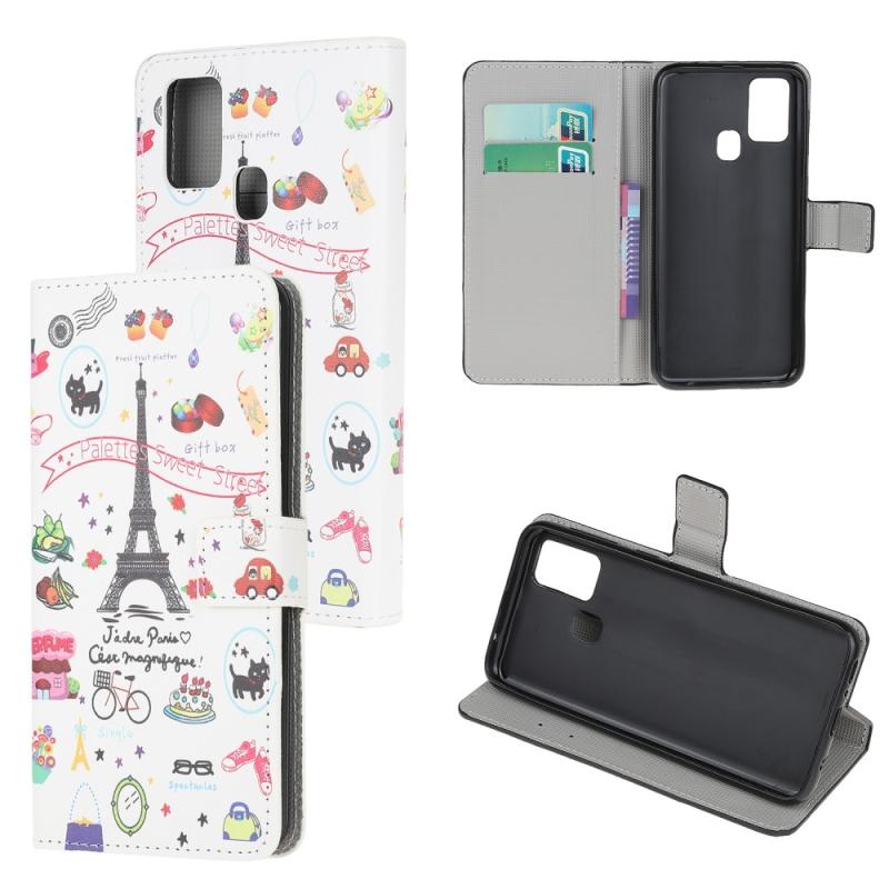 Oneplus Nord N10 5g Læder Cover   Pung Med Printet Design Tårn