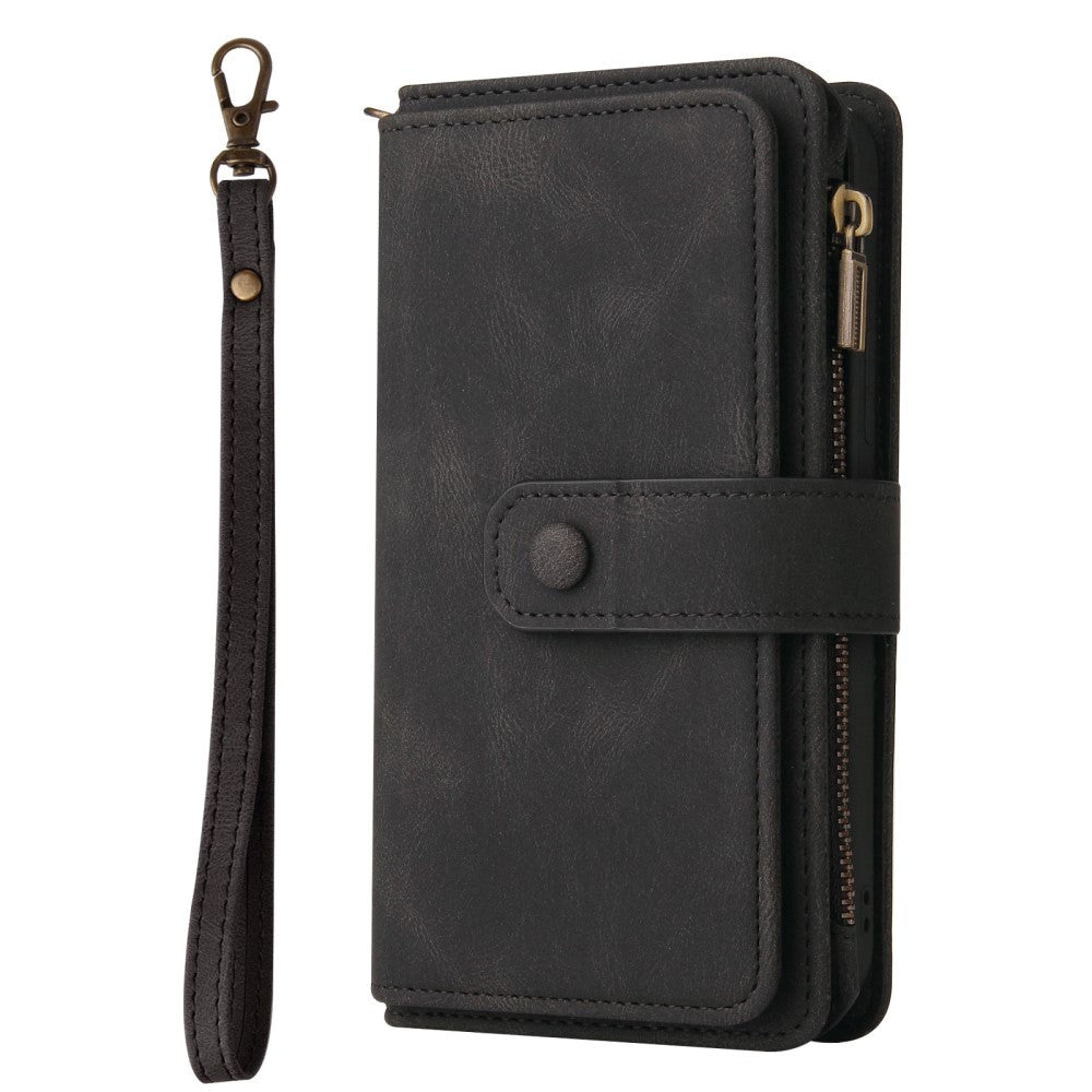 Oneplus   Pro Kunst Læder Cover    15 Kortholdere   Strop Sort