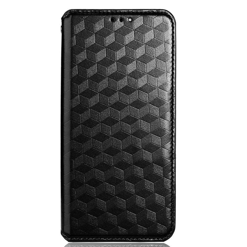 Oneplus 10 Pro   Læder Flip Cover    Pung Rhombus Sort