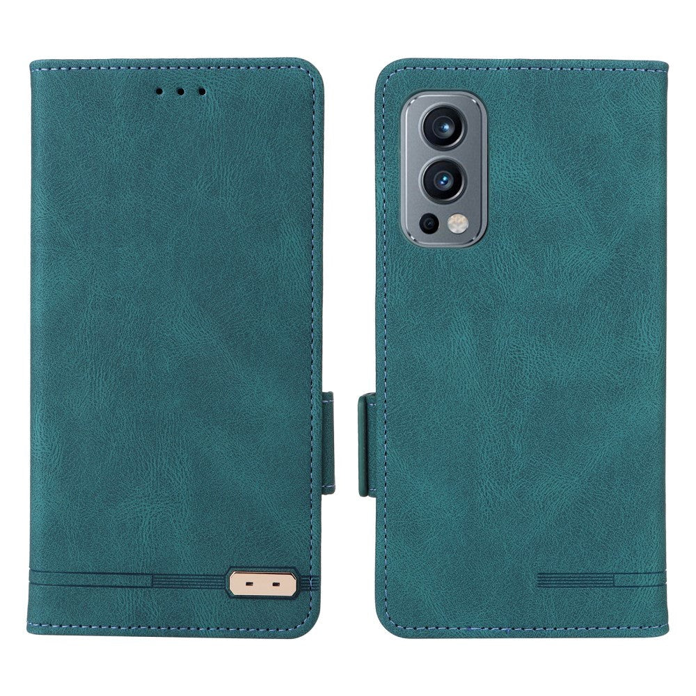 Oneplus Nord    5g  Læder Flip Cover    Pung   Ståfunktion Grøn