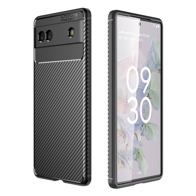 Google Pixel 6a Gummi Cover Børstet Design Sort