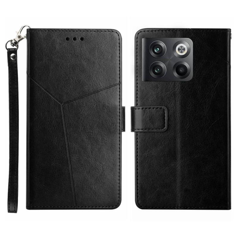 Oneplus 10t 5g  -shape Læder Cover   Pung Med Aftagelig Strop Sort