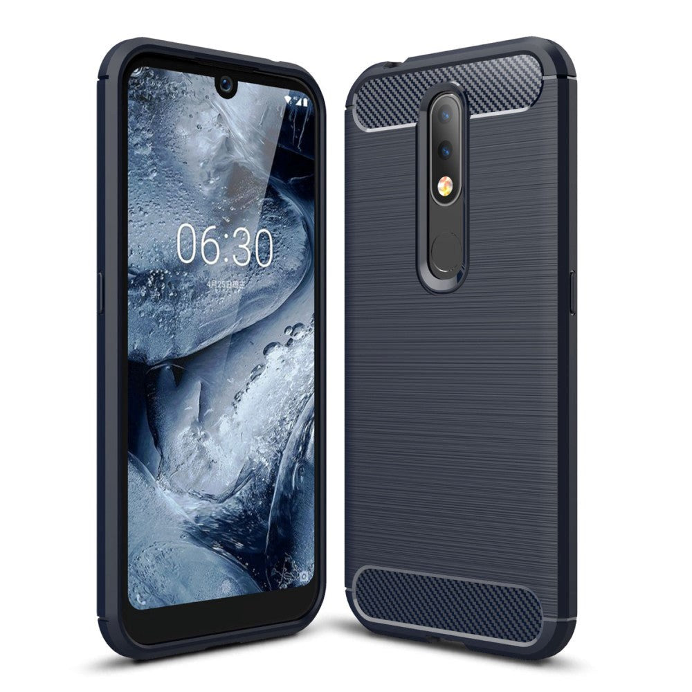 Nokia     Plastik Bagcover Carbon Tekstur  Blå