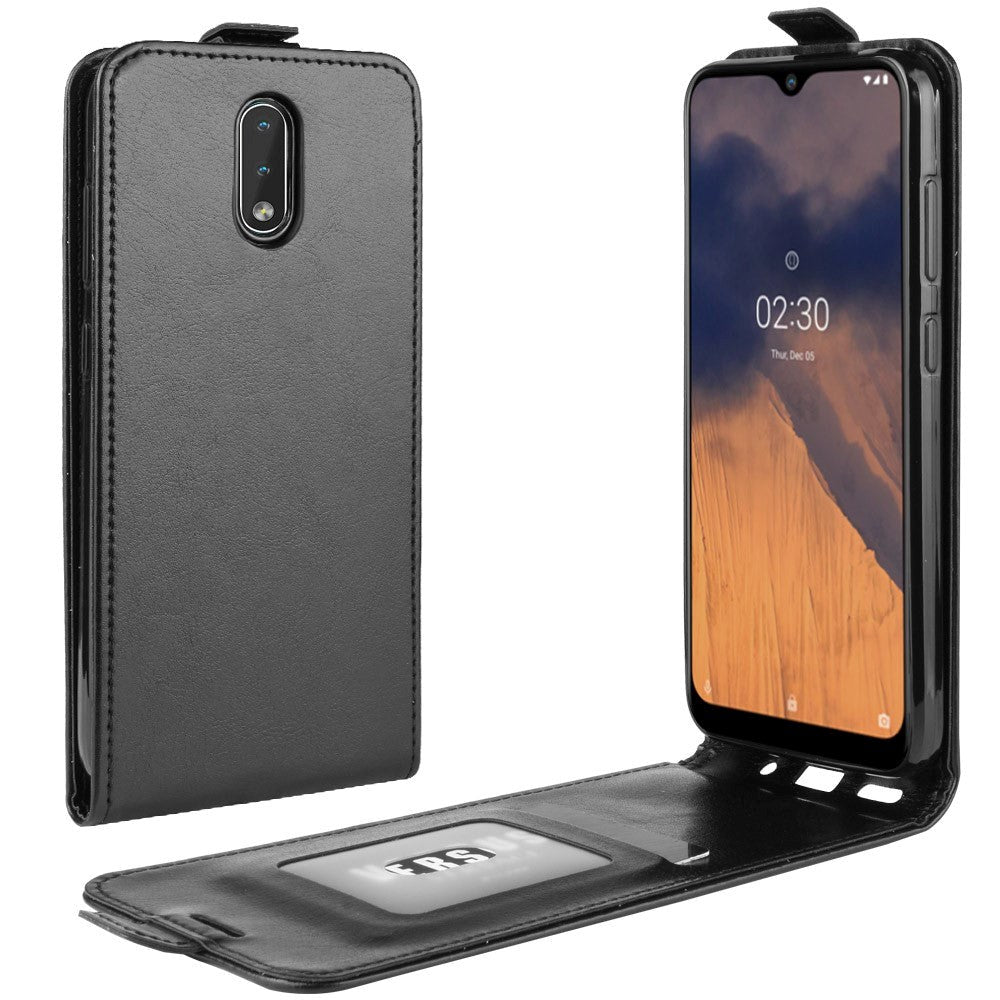 Nokia     Neutralt Læder Flip Cover    Pung Sort