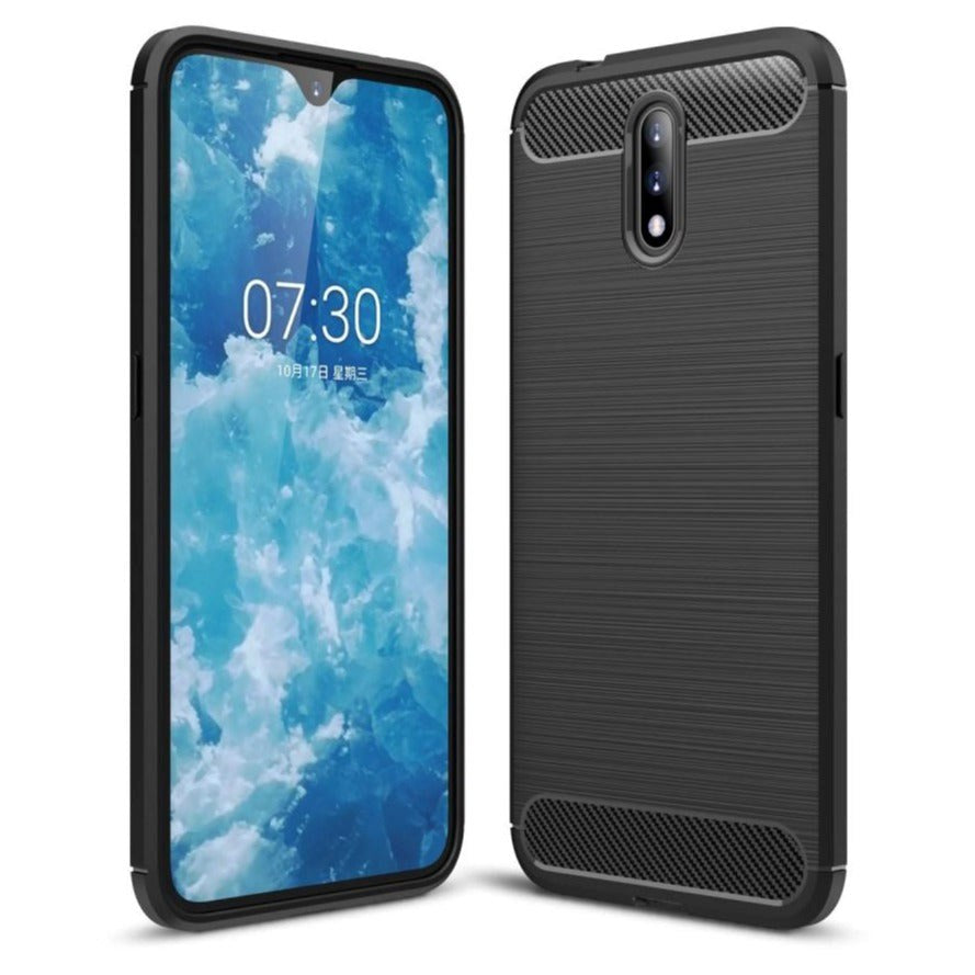 Nokia     Brushed Carbon Fibre Plastik Cover Sort