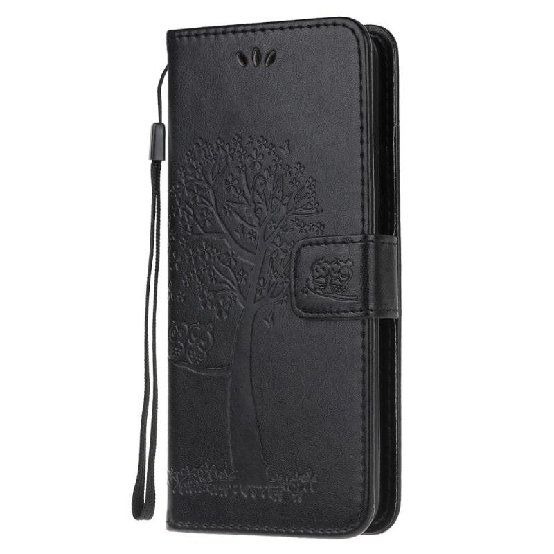 Nokia     Læder Flip Cover    Pung Ugler   Træ Sort