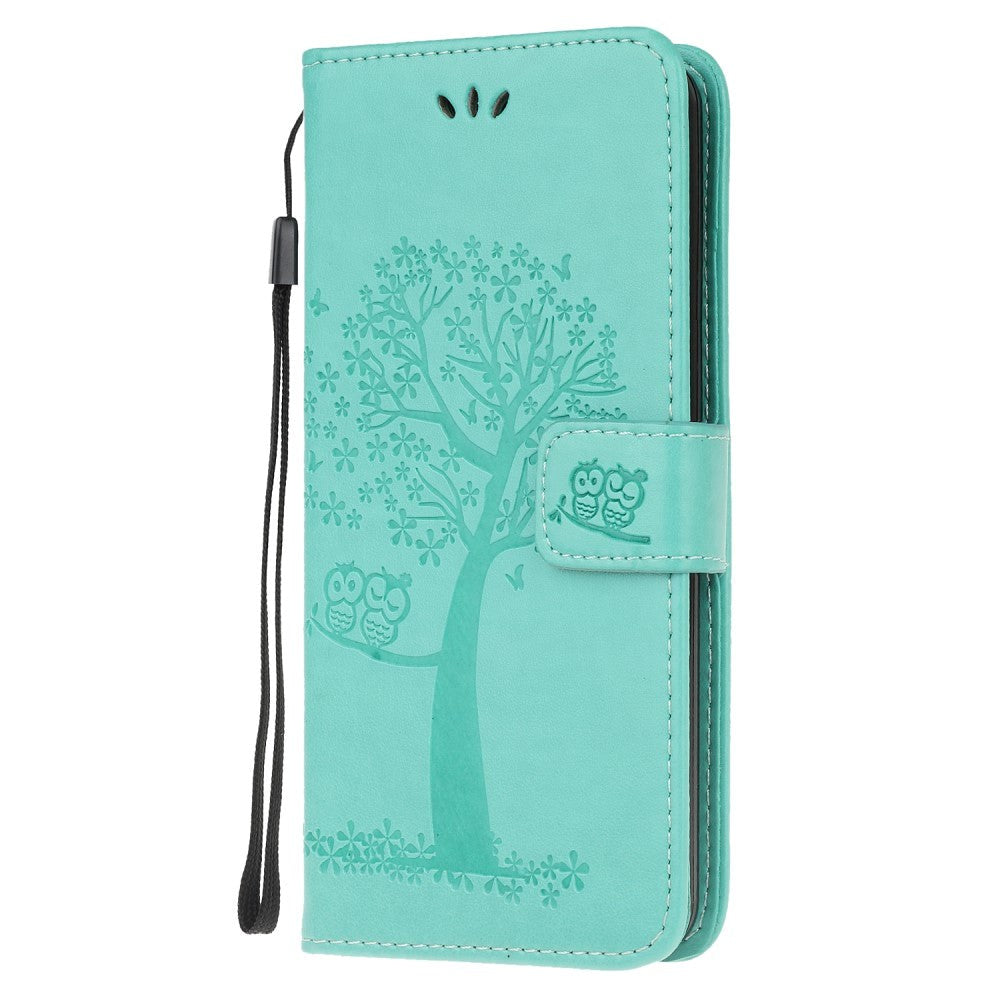 Nokia     Læder Flip Cover    Pung Ugler   Træ Grøn