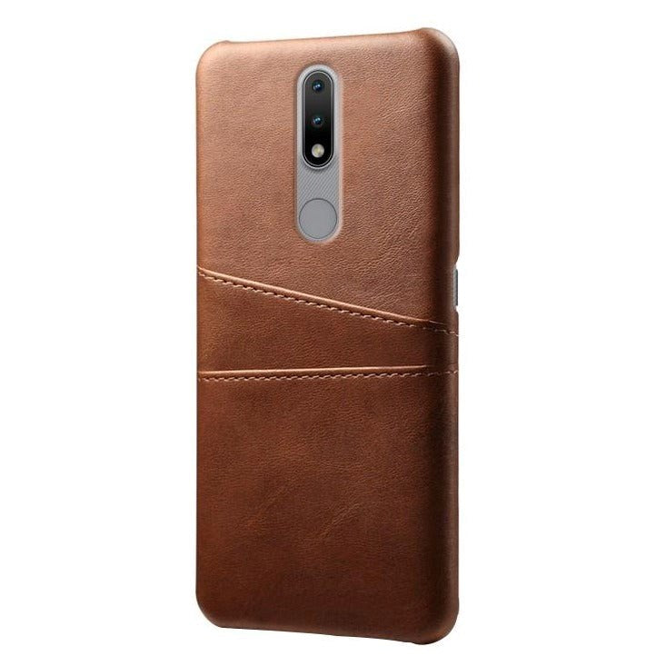 Nokia     Læderbetrukket Plastik Cover    Kortholder Brun