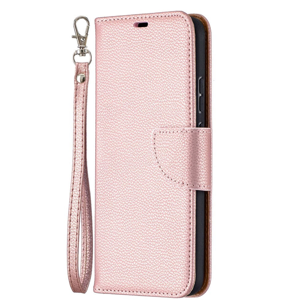 Nokia     Læder Flip Cover    Litchi Tekstur Rose Gold