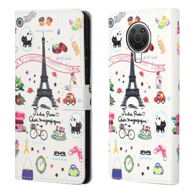 Nokia G10 G20 Læder Cover Pung Printet Design Tårn