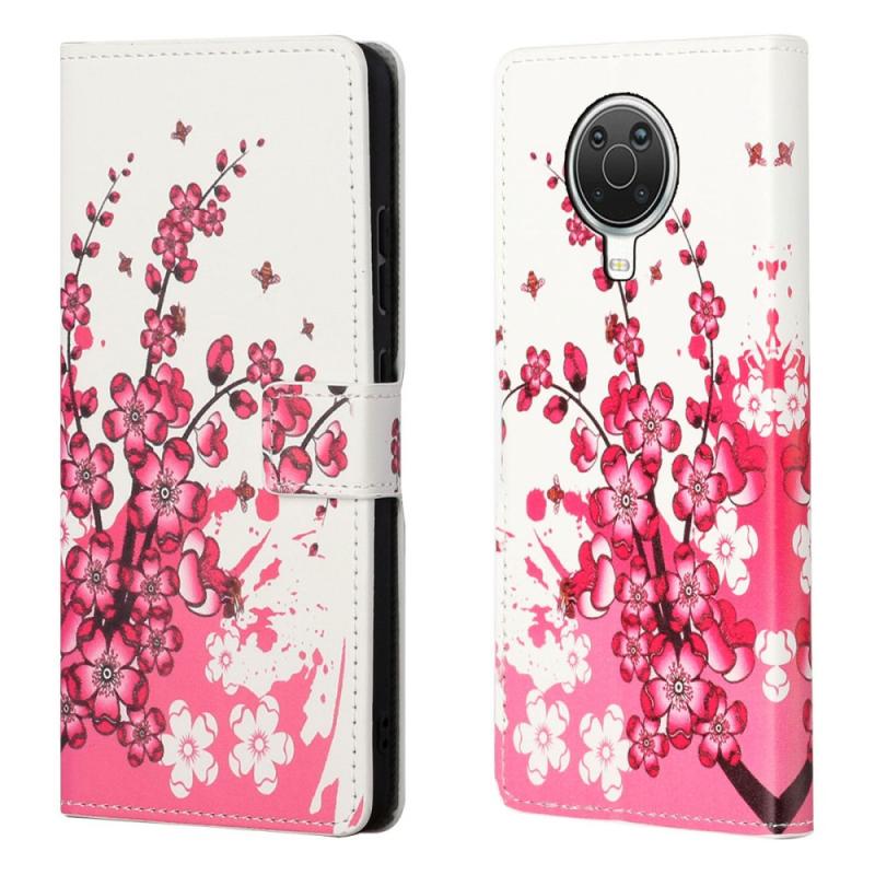 Nokia G10 G20 Læder Cover Pung Printet Design Blomstrer