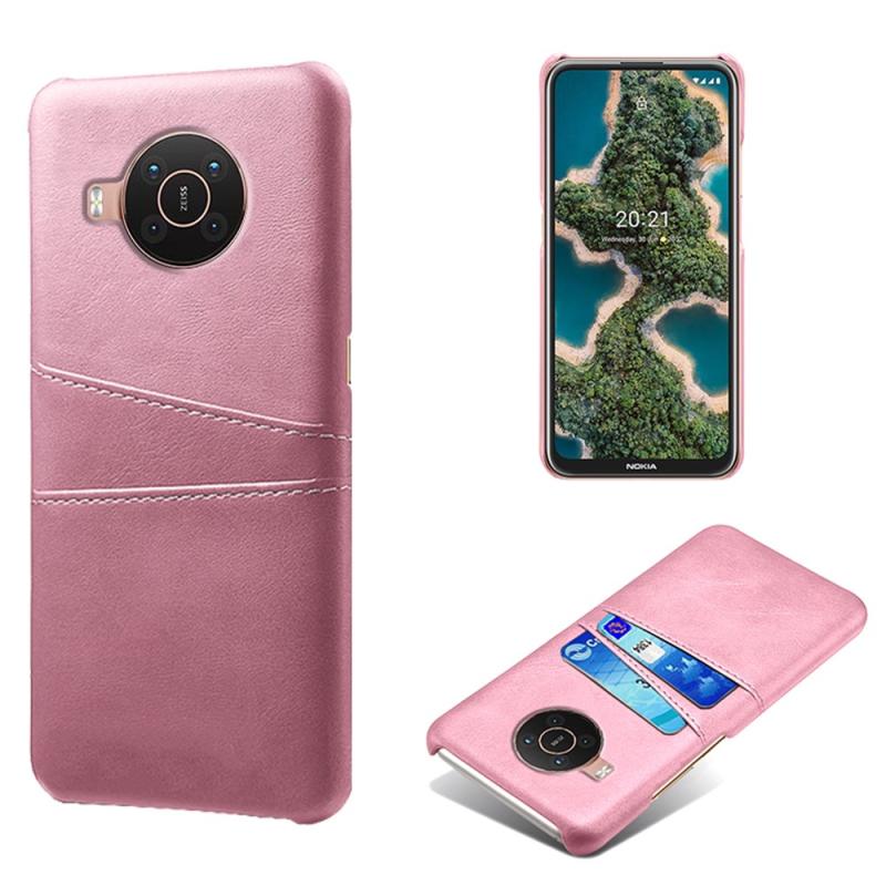 Nokia X10   Nokia X20 Ksq Læder Hard Cover Med Kortholdere Rosa Guld