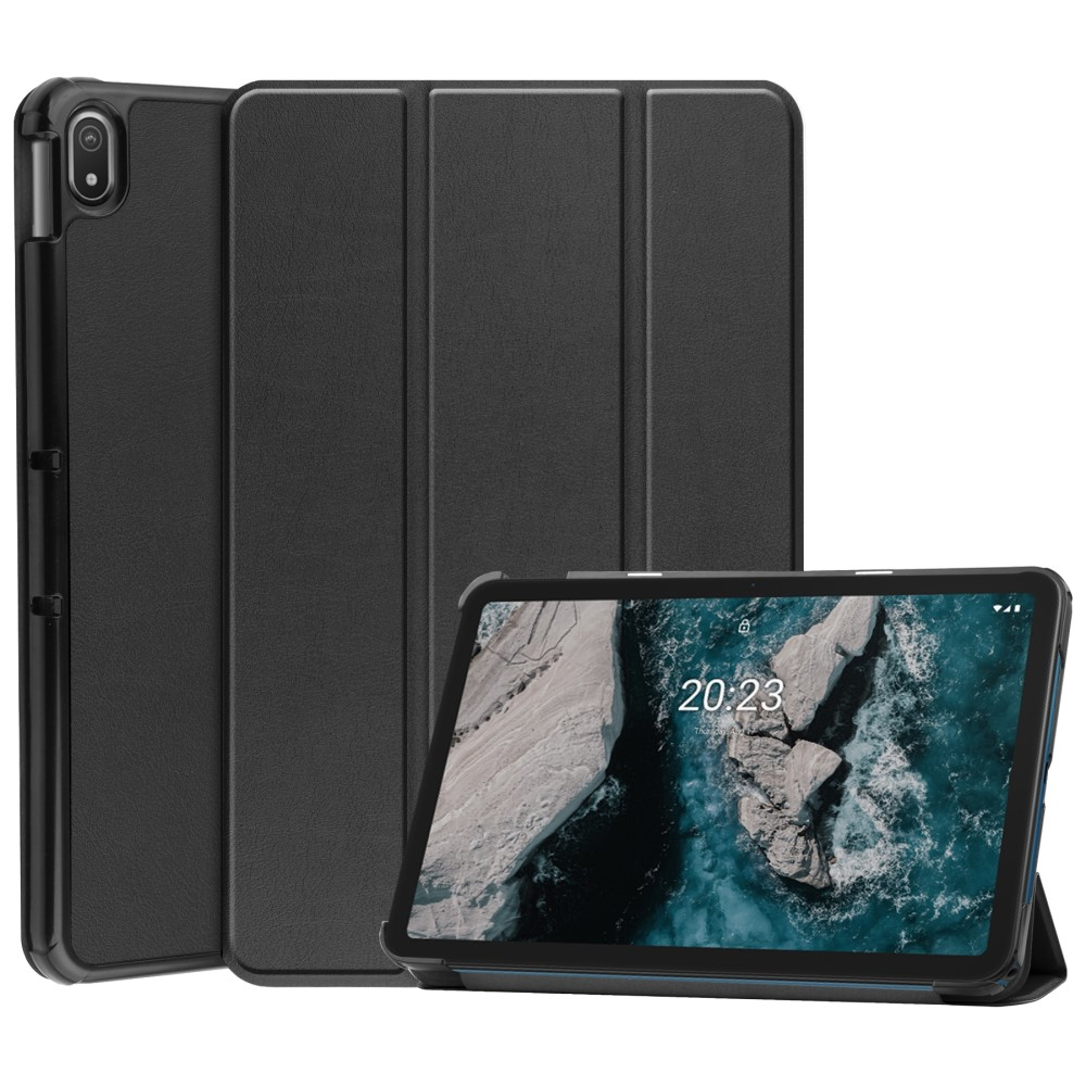 Nokia T20 Læder Tri-fold Cover Sort