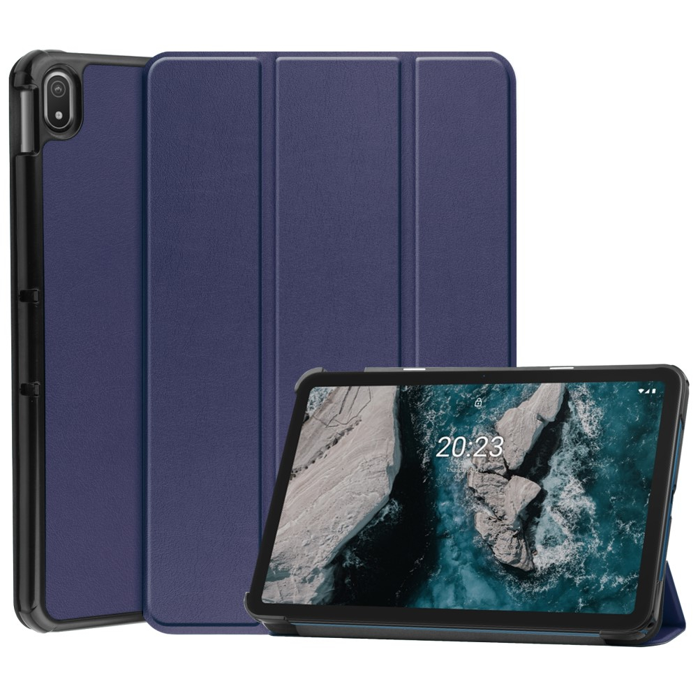 Nokia T20 Læder Tri-fold Cover Mørkeblå